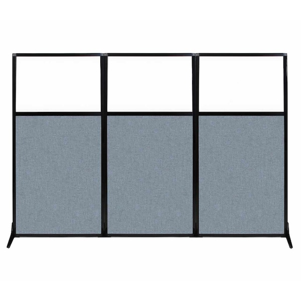 Work Station Screen 99" x 70" Powder Blue Fabric With Clear Window